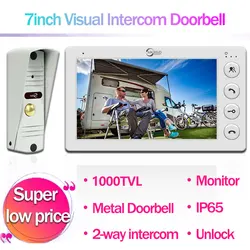 4 Wired 7-inch Video Doorbell Intercom System for Home Video Entry Phone IP65 Outdoor Metal Doorbell 1000TVL Super Low Price