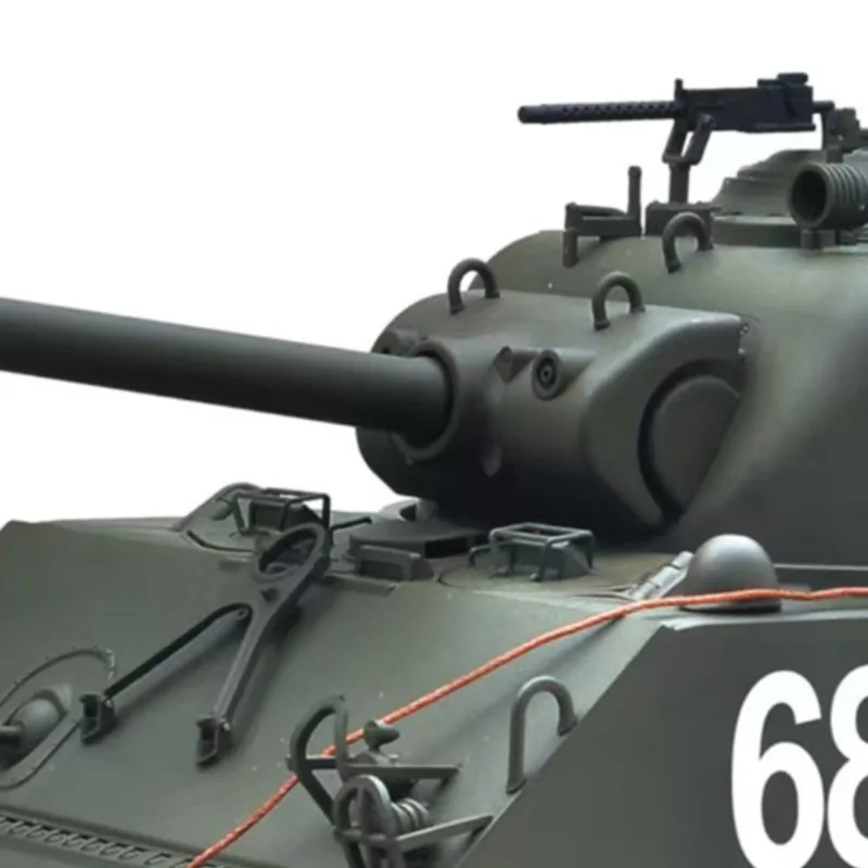 

Remote Control Tank 1/16 Sherman M4A3 E8 IR BB Barrel Elevation Smoke Unit Metal Chassis Road Wheels 360 Rotation RC Panzer Toy