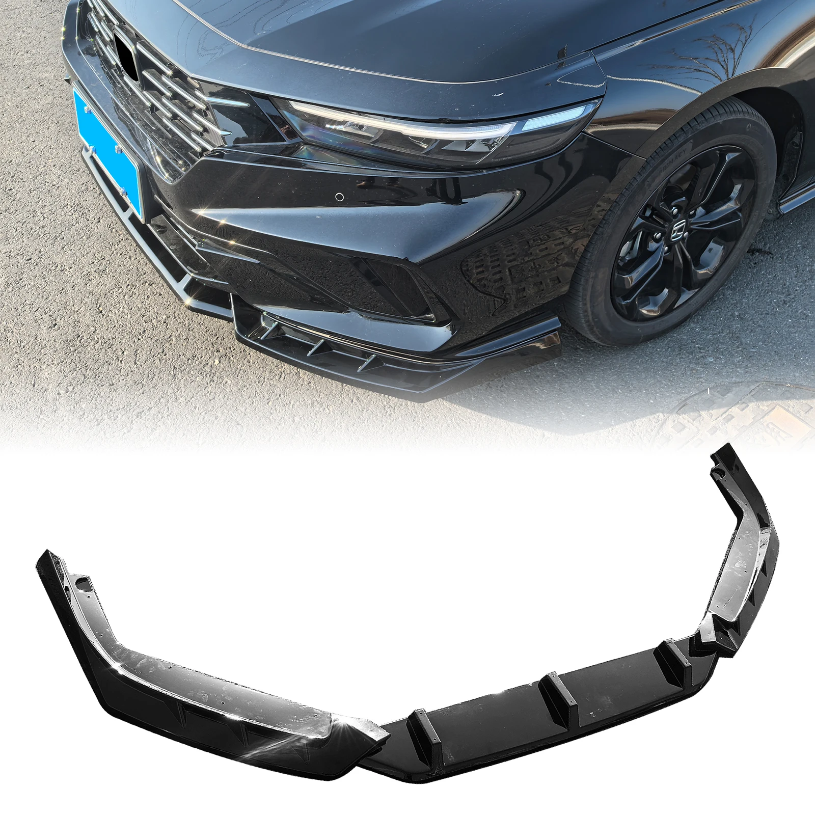 

For Honda Accord 11th 2023-2026 Sedan 4-Door Front Bumper Spoiler Lip Gloss Black Lower Splitter Blade Guard