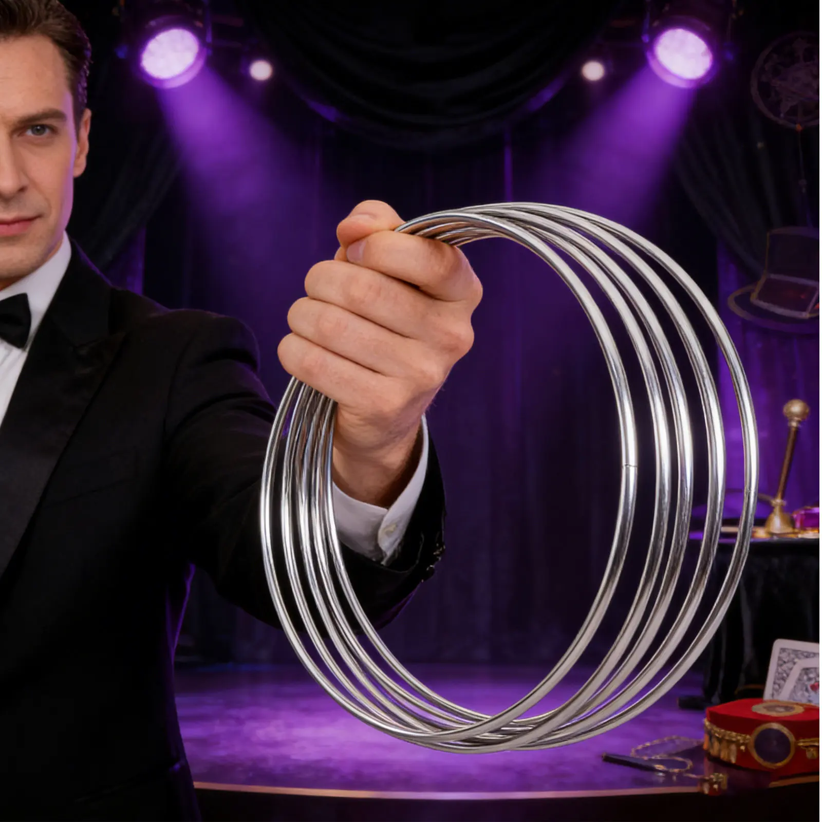 1Set Six Linking Rings Magician Trick Set Performance Prop for Adults Kids Props Party Trick