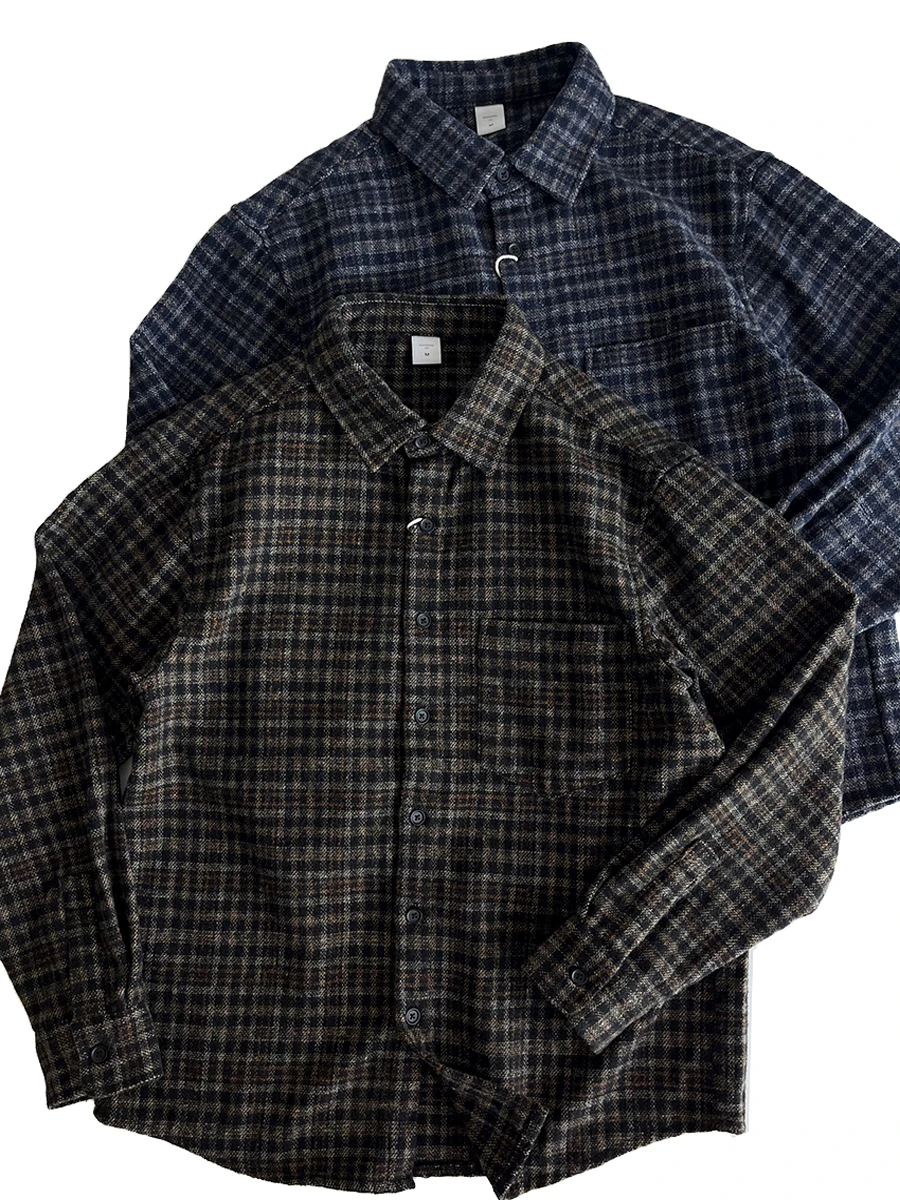 

Thickened Flannel Plaid Retro Style Long Sleeve Shirt Casual Warm Breathable Polyester Youth Fashion Autumn Winter Coat Jacket