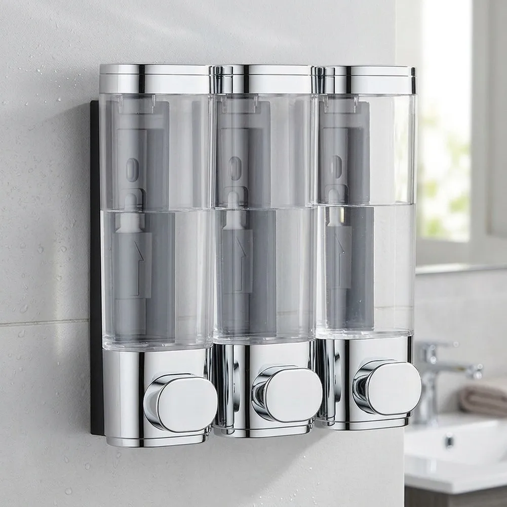 Lockable Soap Bottle Silver 3 Chamber Soap Dispenser Mess-free Containment Daily Use Durability Key Lock Mechanism