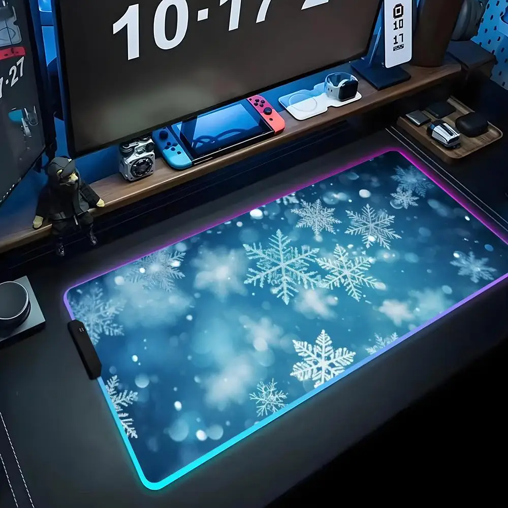 

Коврик для мыши со снежинкой RGB, игровой коврик для мыши, большой светодиодный коврик для ПК, настольный коврик, светящийся коврик для мыши, большие коврики для клавиатуры, настольный коврик с подсветкой