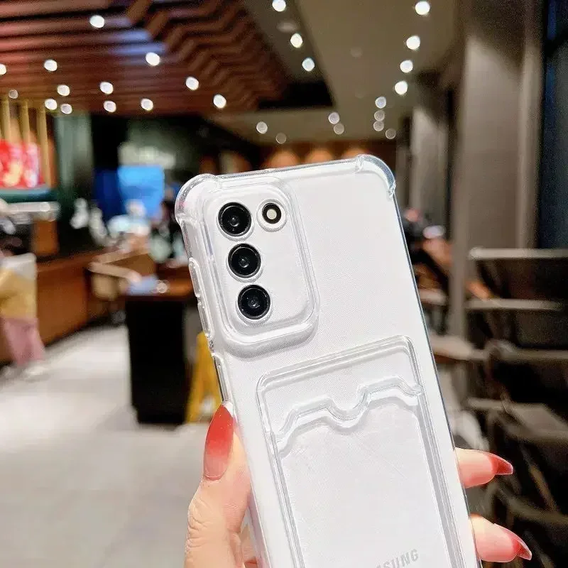 Чехол-сумка для карт для Samsung Galaxy A55 5G A35 A15 A24 A54 A14 A34 A23 A51 A21S A42 A50S A30S A50 Противоударный прозрачный чехол из ТПУ