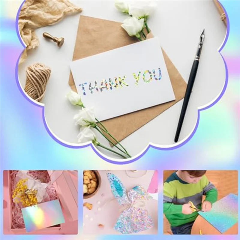 24 แผ่น Glitter Rainbow กระจกกระดาษหนาการ์ดสําหรับหัตถกรรมทําบัตร,ตกแต่งงานปาร์ตี้