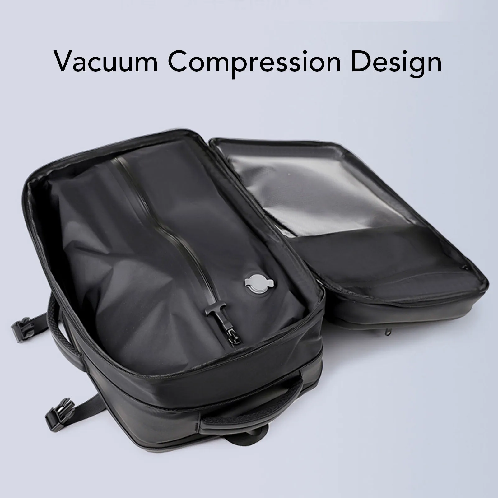 Vacuum Backpack with Pump Anti Theft Lock Splashproof 36-55L Large Capacity Dry and Wet Separation Expandable Business Travel Co