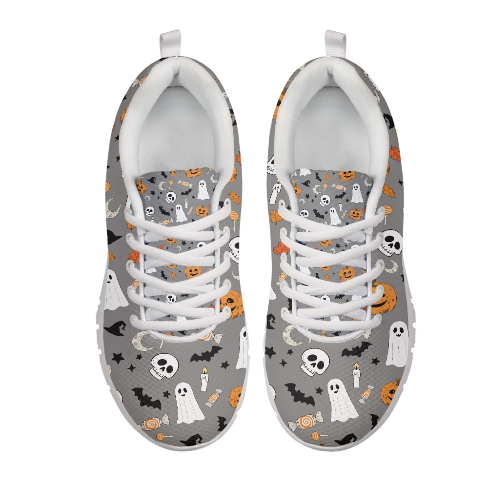 Coloranimal Ghost Bat Pattern Breathable Sports Trainers for Women Mesh & EVA Sole Women Running Shoes for Training