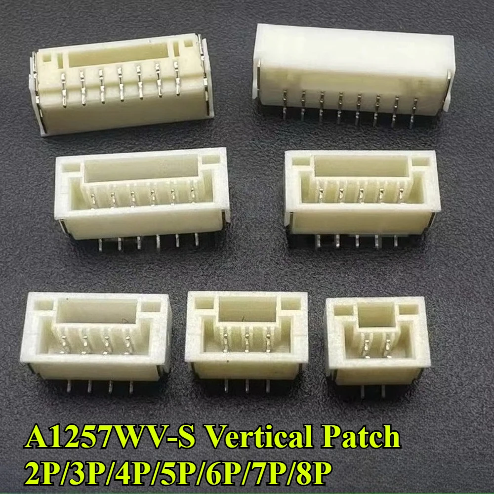 50Pcs A1257WV-S Pitch 1.25mm with Lock Buckle Connector Vertical Patch 2P/3P/4P/5P/6P/7P/8P Socket Pin Header Vertical Connector