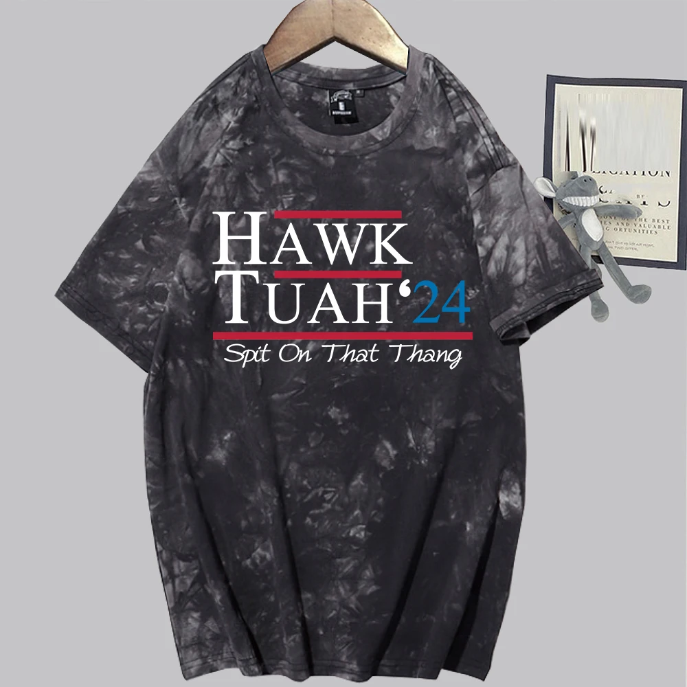 Hawk Tuah Spit on that Thing Retro Tie Dye Shirt Unisex Round Neck Short