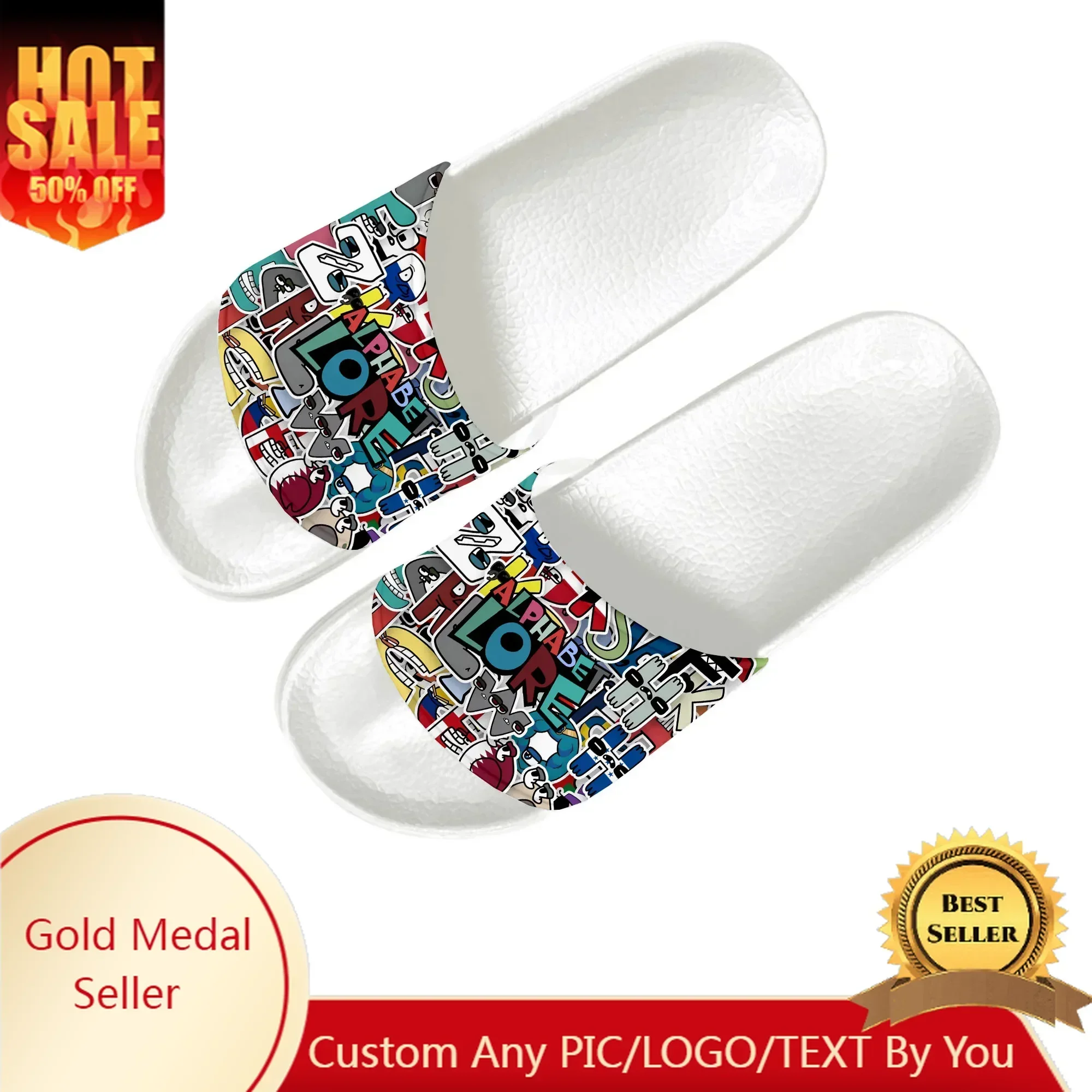 Alphabet Lore Slippers Home Water Shoes Men Women Teenagers Bathroom Beach Pool Sandals Custom Made Summer Slipper