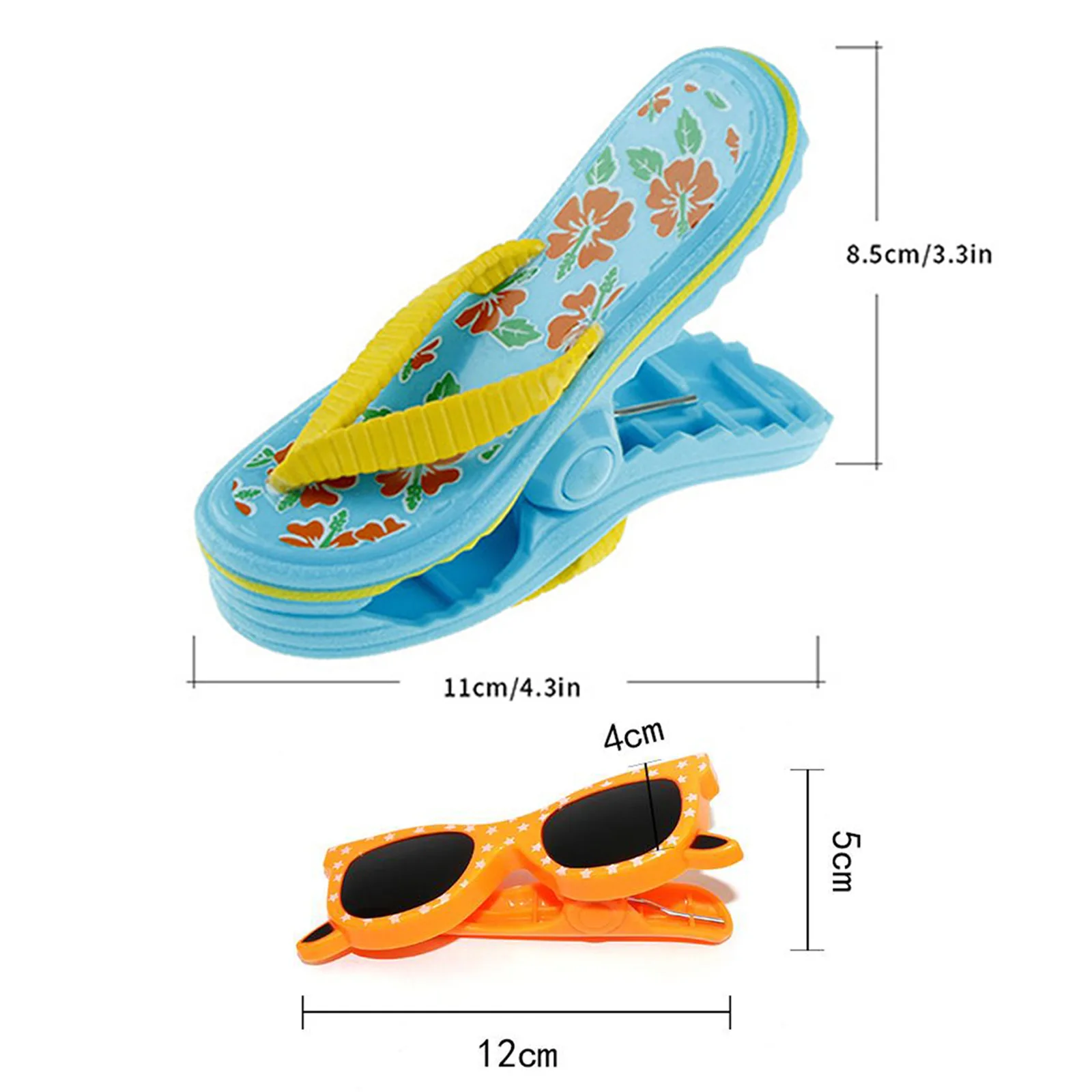 Sunglass Towel Clip Slipper Towel Clip 12x5cm/4.7x1.9inches 8.5x11cm/3.3x4.3 Inches Blue Galvanized Steel Orange