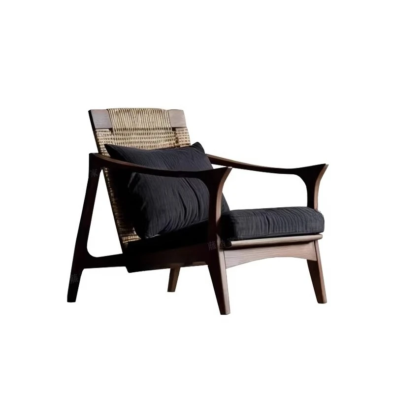 

Solid wood single sofa armrest backrest balcony casual single chair