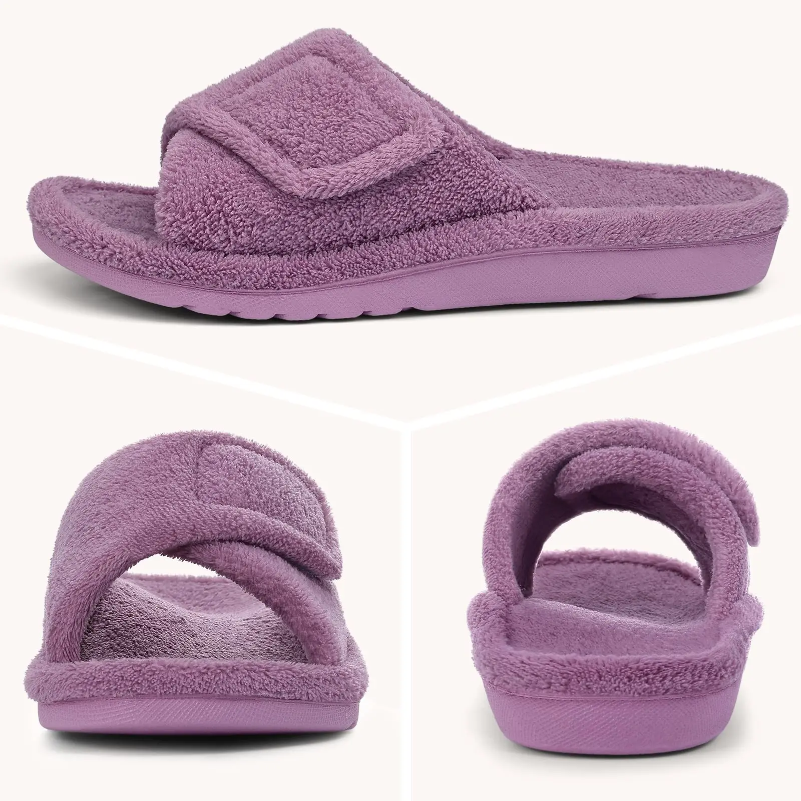 Litfun Women Fuzzy House Slippers Orthopedic Plush Slide With Arch Support Non-slip Furry Bedroom Slide Open Toe Fur House Shoes image 3