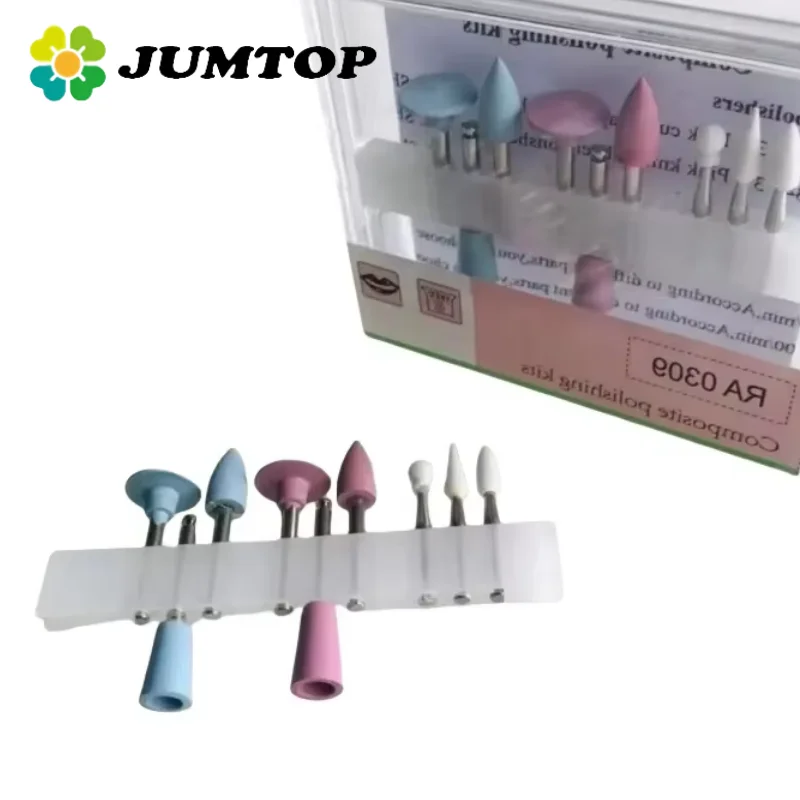 

JUMTOP 9Pcs Dental Polishing Bur Kit Composite Resin Rubber Porcelain Teeth Polisher Kit Dentistry Tool