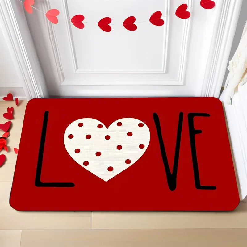 

Valentine Heart Welcome Doormat, Absorbent Non-Slip Rug for Kitchen Bathroom, Waterproof Entryway Floor Mat, Home Decor