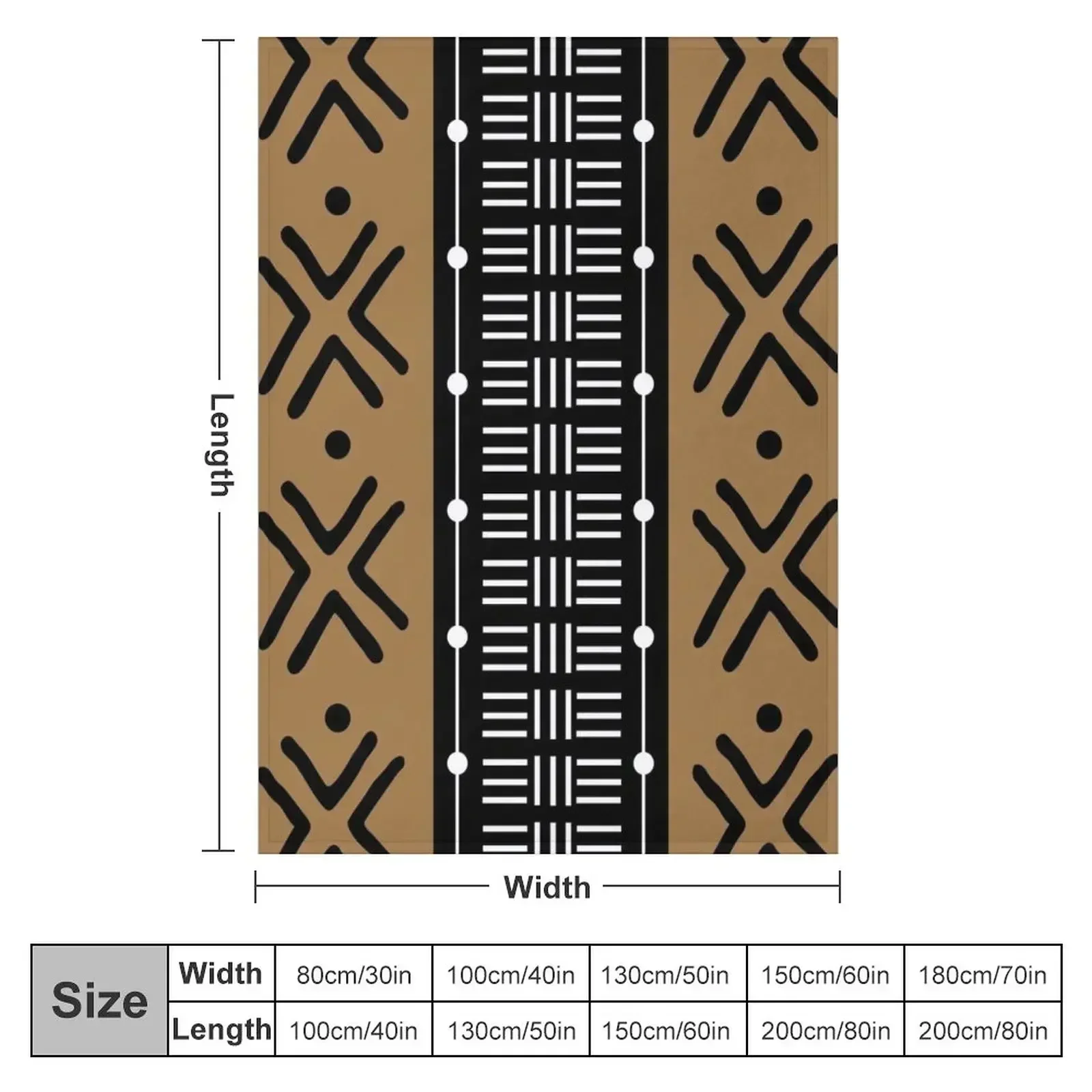 Tan African Tribal Mud Cloth Pattern Throw Blanket couch cozy soft plush fuzzy picnic outdoor blanket