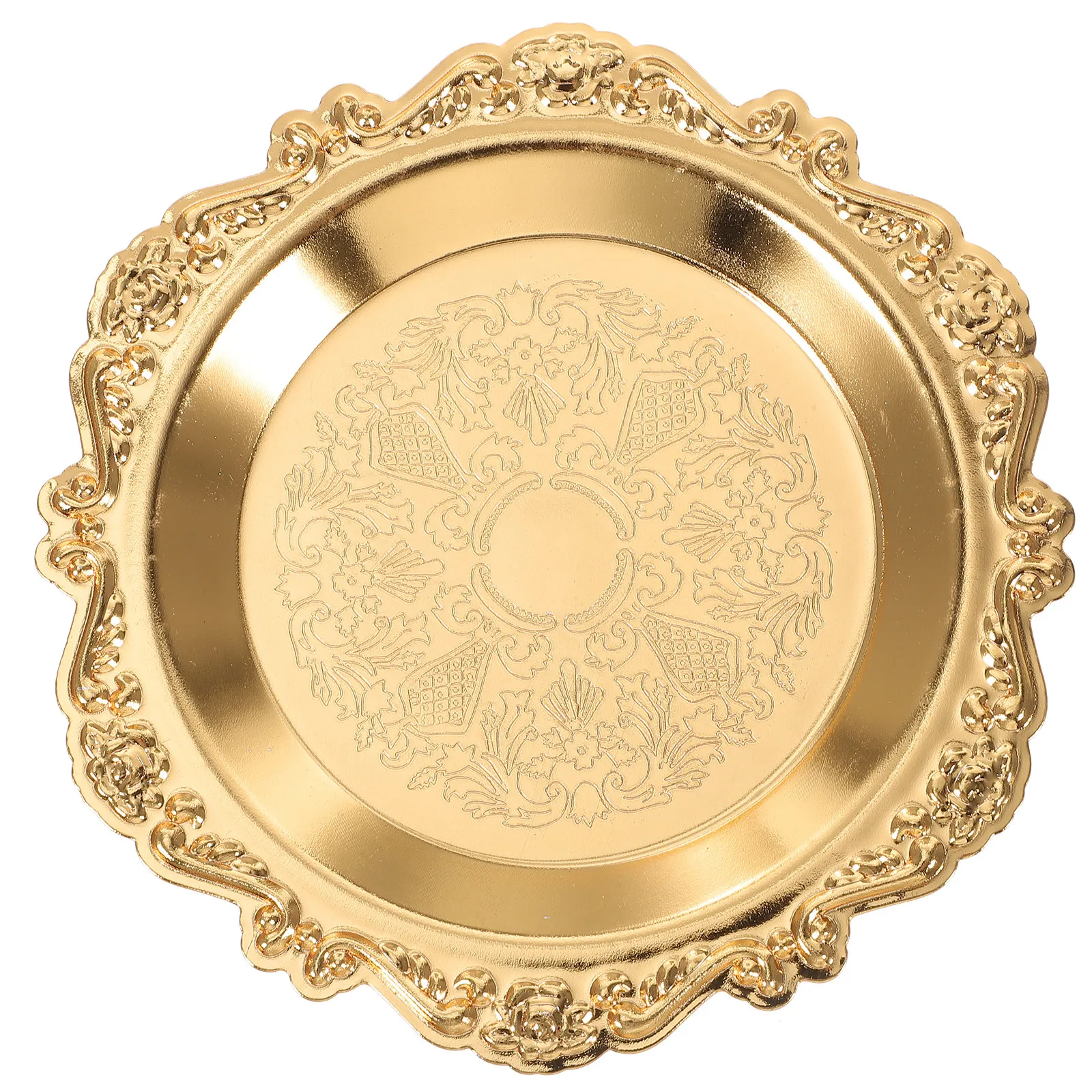Golden Retro Jewelry Storage Tray Decorative Disc Organizer for Desktop Food Nuts Holder Serving Plate Tray