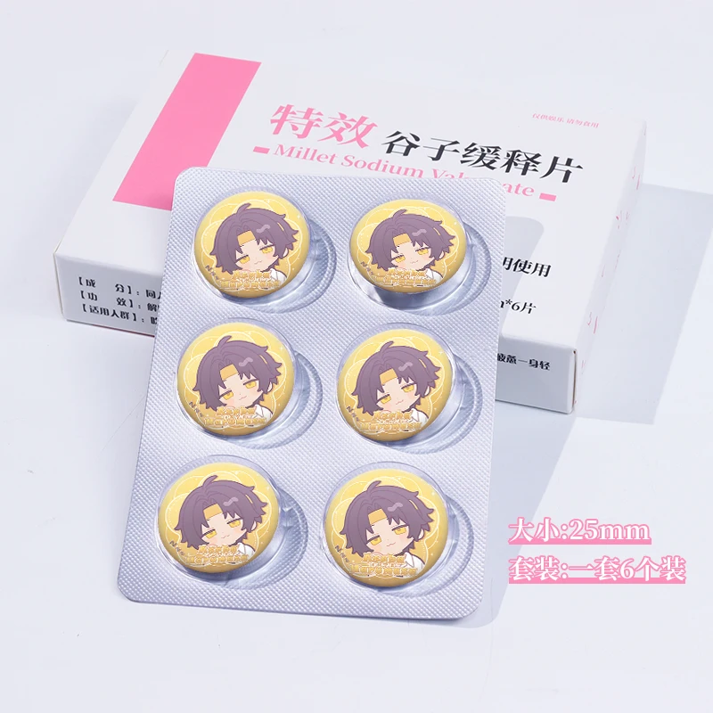 Zenless Zone Zero Asaba Harumasa Knopfnadel, niedlicher Anime-Charakter, Cartoon-Brosche, Abzeichen, Rucksack-Zubehör, 6 Stück