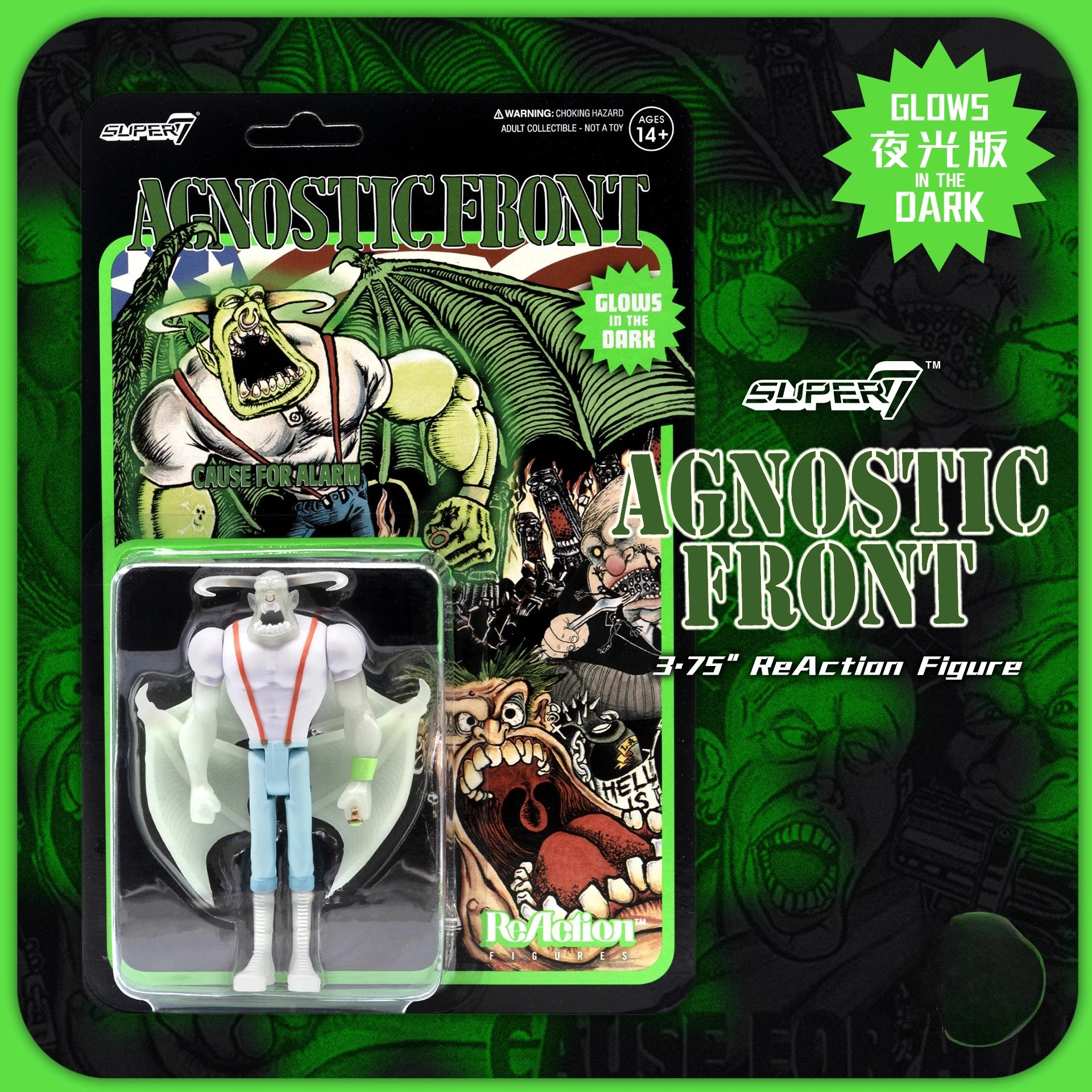 

In Stock! Super7 Agnostic Front Glow-in-the-Dark Version Carded Figure - Retro Metal Band Collectible