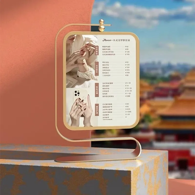 8-Inch Retro Metal Photo Frame, 360° Rotating Desktop Display Stand, Luxury Golden Creative Holder for Pictures & Price Lists