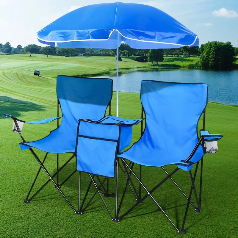 

Beach Sunshade Double Chairs Leisure Multi-functional Folding Fishing Camping Chair Outdoor Portable Camping Furnishings