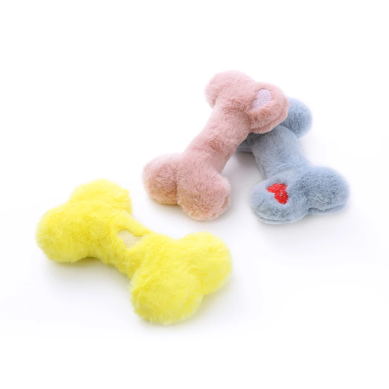 Cute love bone plush vocal dog toys containing bb called grinding teeth bite resistant interactive play pet supplies