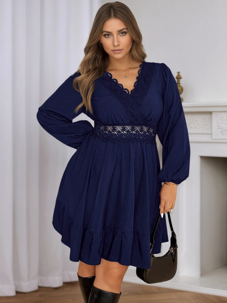 L-4XL Plus Size Clothes Dresses Women Robes Spring Autumn Long Sleeve Street Style Casual 3XL 4XL Big Size Midi Dress Oversize