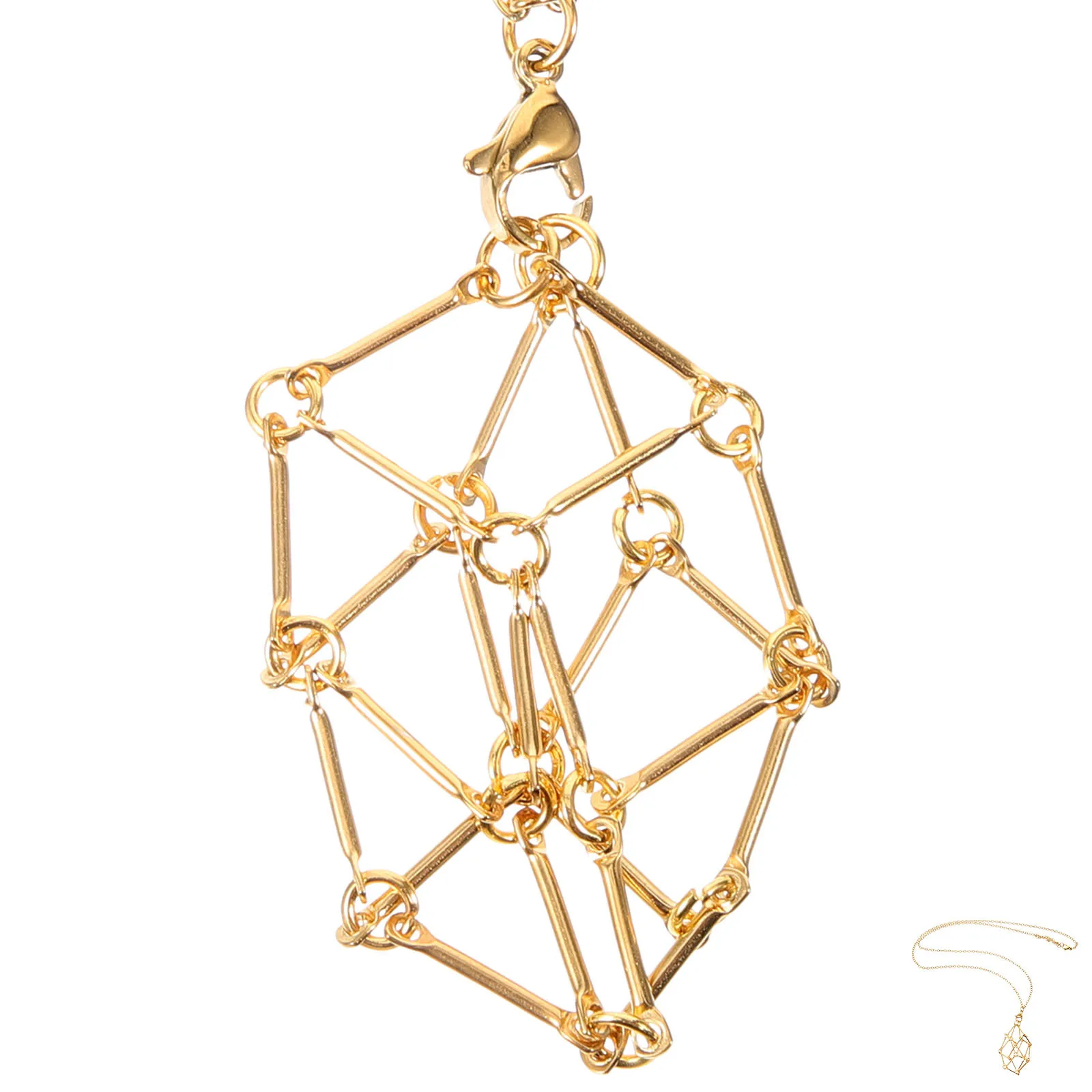 

Cage Necklace Holder Hollow Stone Pendant Metal Net Bag Diy Jewelry Necklace Cord Empty Stone Holder Decor