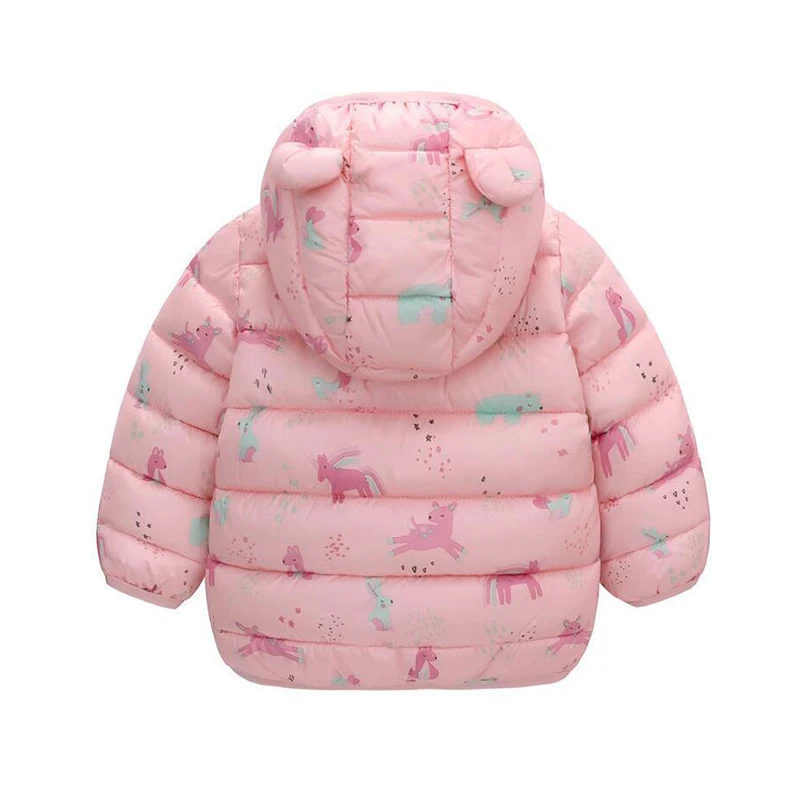 Hooded Lightweight Down Jacket Kids Boy Girl Baby Cartoon Dinosaur Zipper Coats New Autumn Winter Warm Christmas Outerwear 0-5 Y