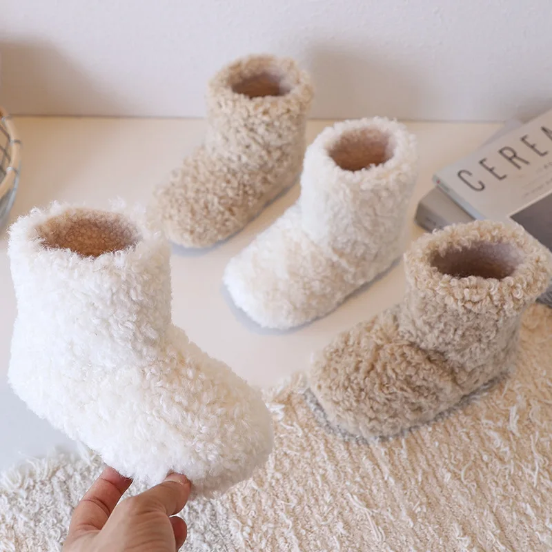 

Winter Warm Plush Children's Snow Boots High Quality Lamb Wool Baby Girls Fashion Boots For Party Kids Shoes