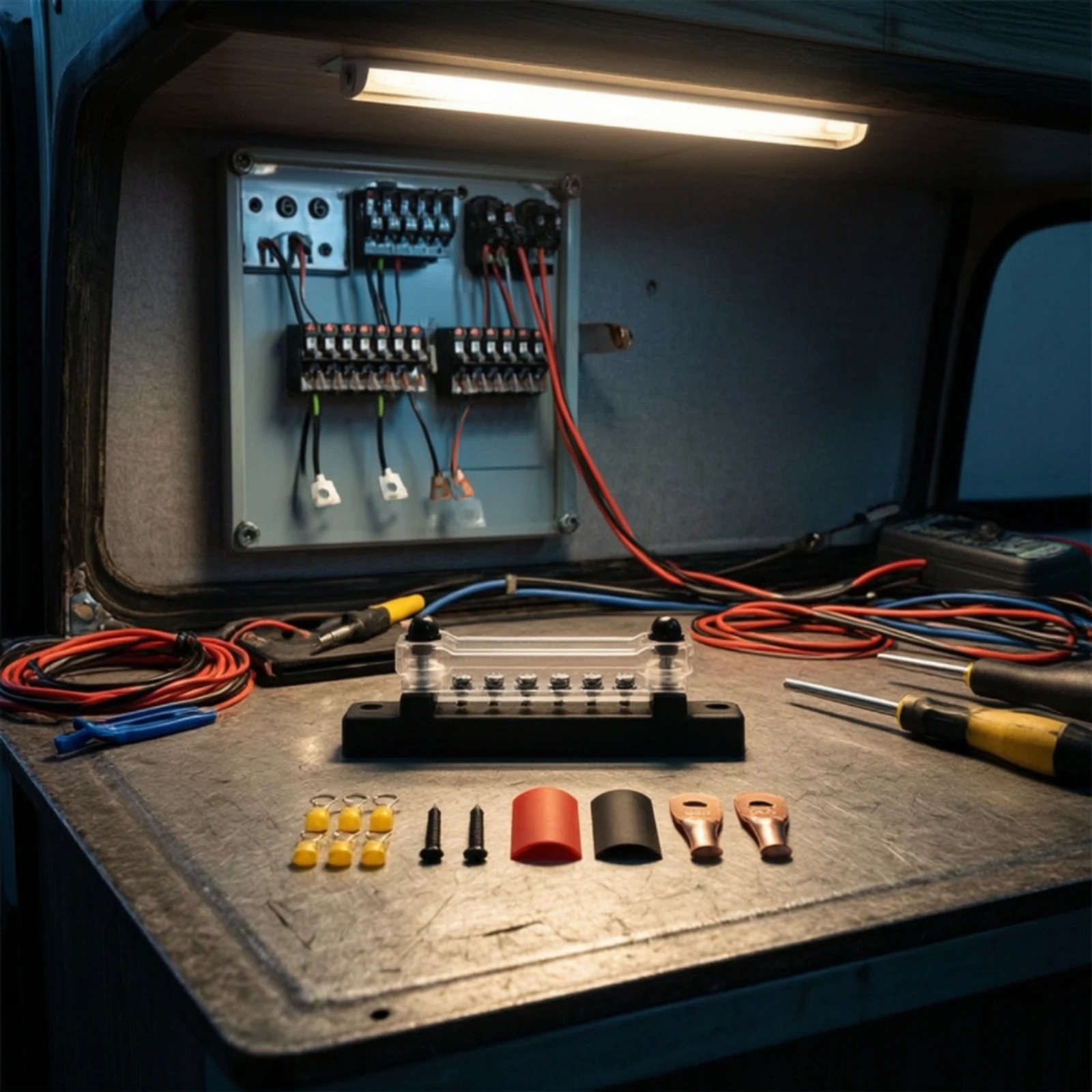 6-Way Bus Bar with Cover Easy to Install Busbar Bus Bar with Cover Reliable Long-Lasting for DIYers, RV, Boat
