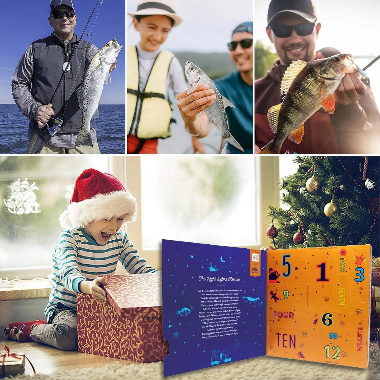 1 Set Of Advent Calendar Fishing Christmas Countdown 12 Days Fishing Set For Adult Men Teen Boys Extra Large Countdown Clock