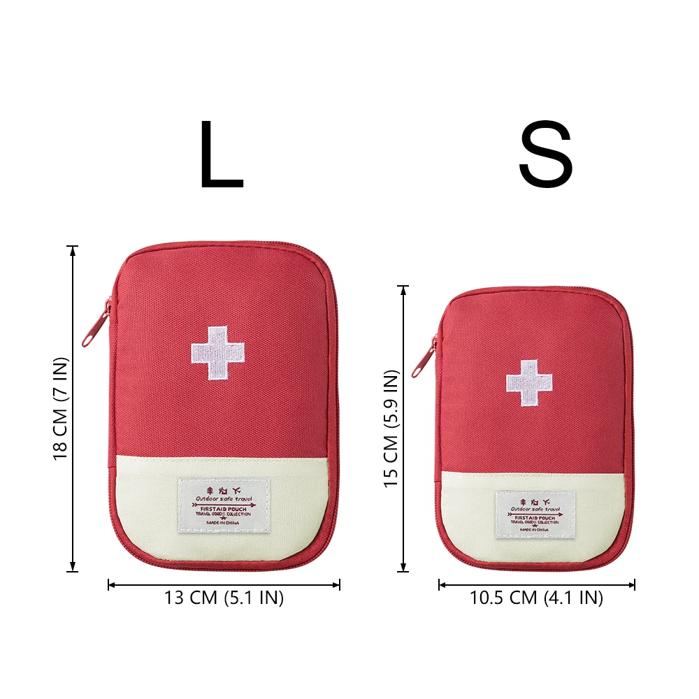 Empty Portable Small First Aid Bag Kit Blue/Red for Outdoor Travel Camping Home Easy Carrying