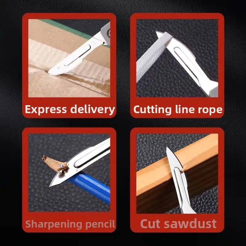 سكين فولاذي عالي الكربون، شفرة مشرط حادة، سكين صغير قابل للطي، سكين نحت، سكين سلسلة مفاتيح محمول #6