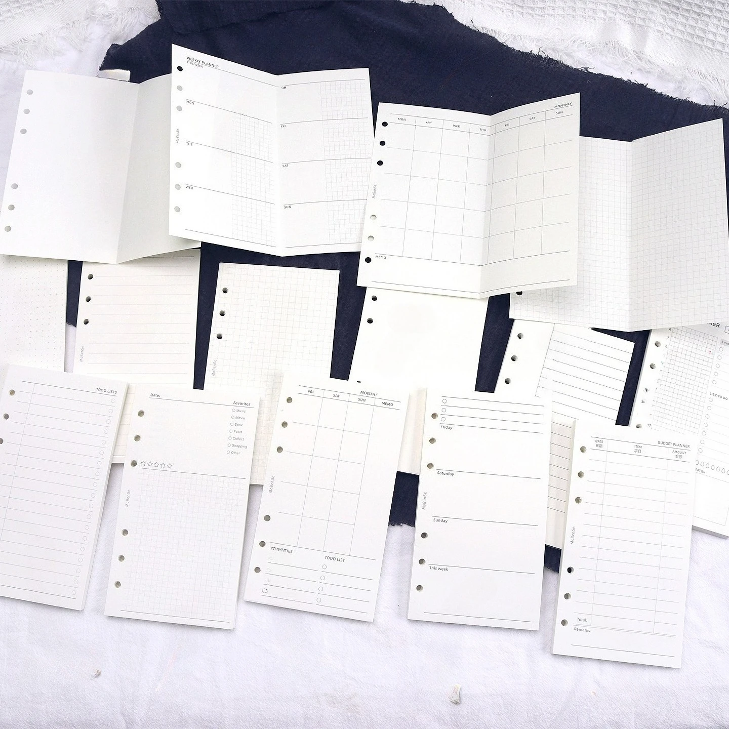 A6 Thickened 120g Loose Leaf Handbook Inner Page Paper Two Fold Replacement Grid Blank Monthly Plan Notebook