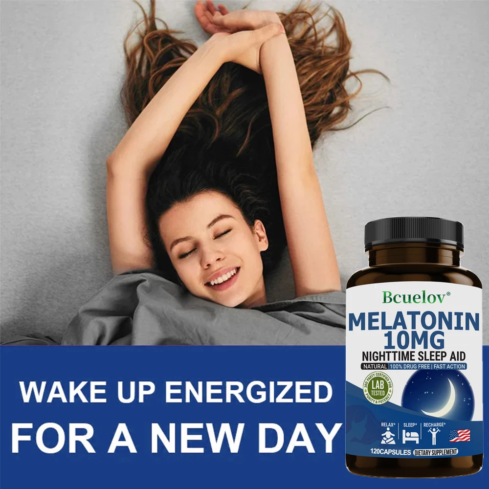 Bcuelov Melatonin 10 Mg Supplement Fast Natural Extended Rest Sleep Aid Insomnia Vitamins