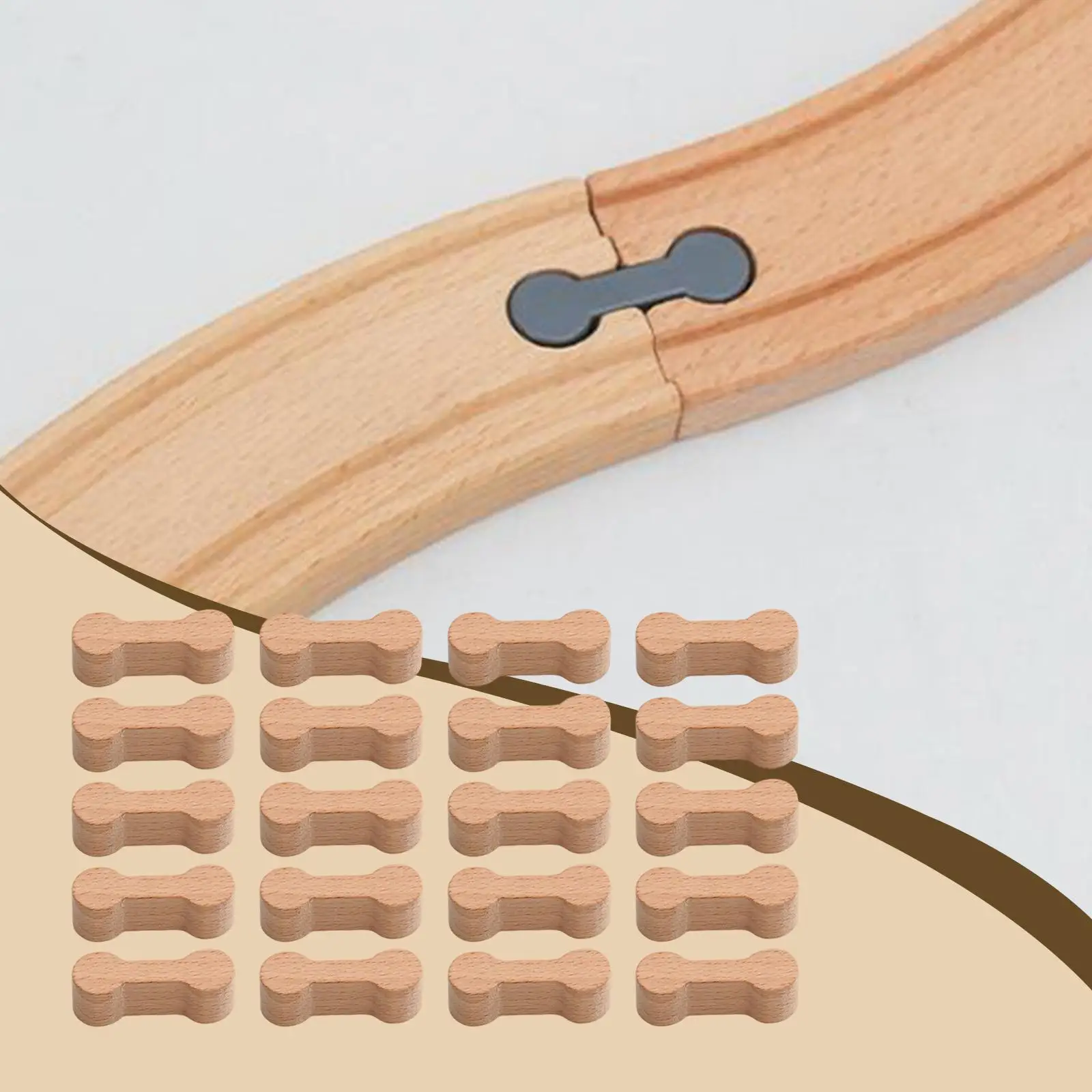 

20x Wooden Train Bone Connector Adapters for Teens to Make Wood Railway Expansion Pack Birthday Gift Track Parts