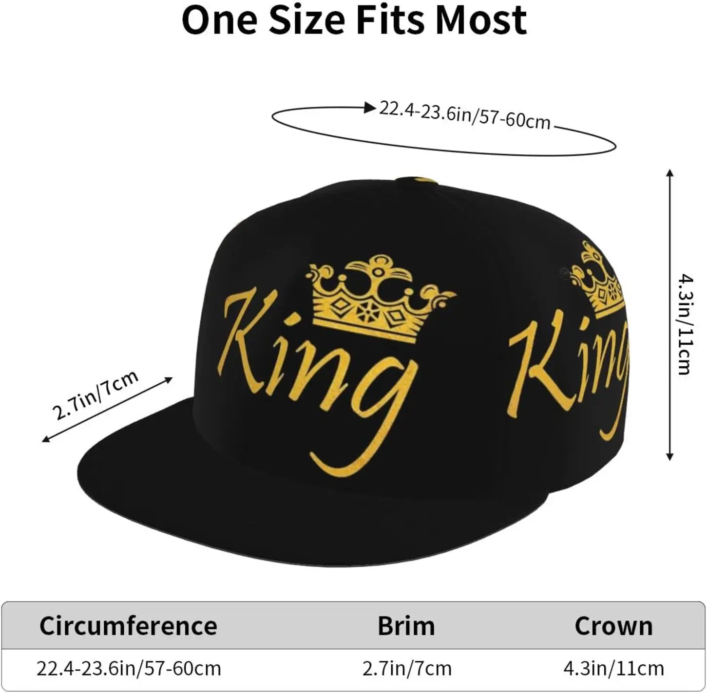 King Queen Hats Matching Snapbacks Hip Hop Hats Couples Snapback Caps Adjustable Baseball Cap for Men Women