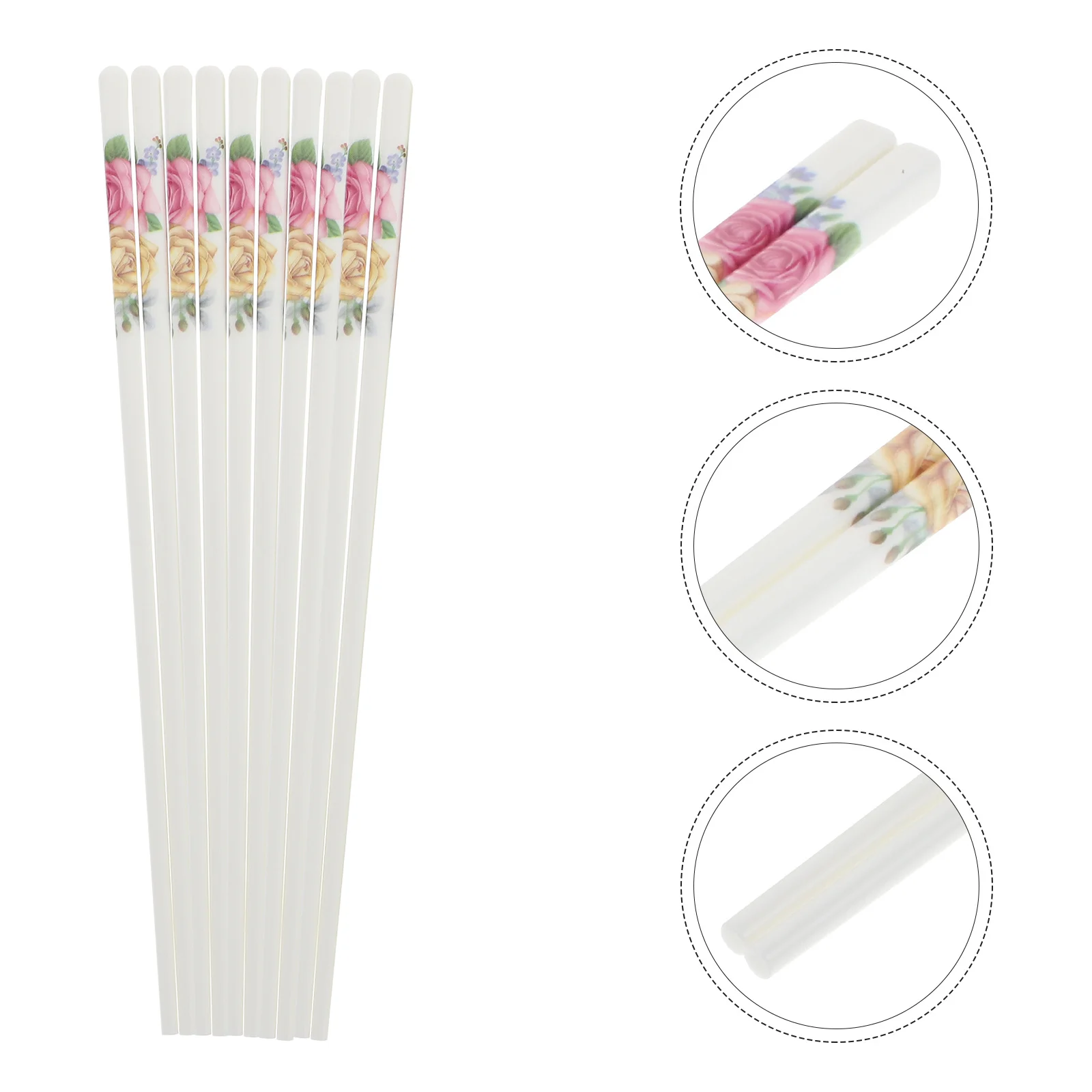 

5Pairs Ceramic Anti-Slip Chopsticks Dishwasher Safe Non-Corrosive Kitchen Use Reusable Home Dining Ceramic Chopsticks
