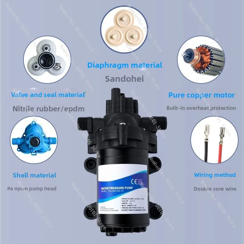 Diaphragm booster pump electric 12v 24v dc rv yacht boat small self-priming high-pressure water pump