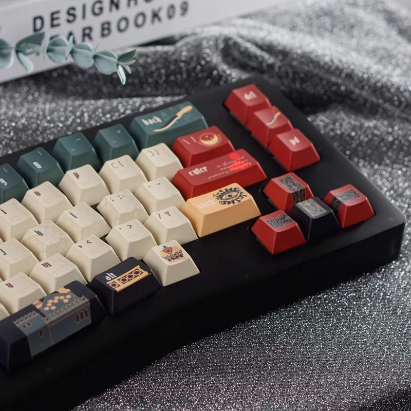 Mechanische Tastatur-Tastenkappen, individuelles Kirschprofil, PBT, fünfseitiger Sublimationsprozess, 141-Tasten für Gaming-Tastatur-Tastenkappen