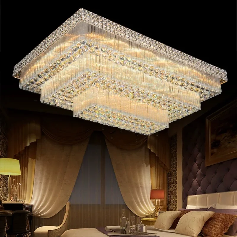 Manufacturers Wholesale Chandelier Lamp Suspend Lobby Gold Hanging Rectangular Living Room Bedroom Restaurant Led Ceiling Lights