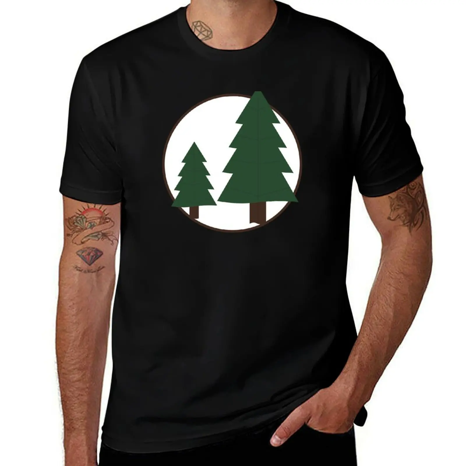 

Two Simple Trees in a Circle, Simple Tree Evergreen T-Shirt T-shirts man vintage graphic tee t shirt men