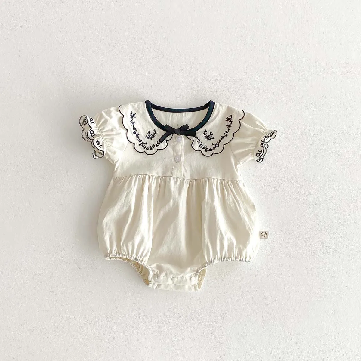 Baby Embroidered Bow Summer Jumpsuit image