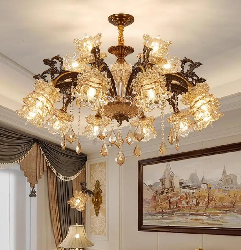 

European E14 Candle Style Crystal Chandelier Living Room lustres Decoration Pendants AC Chandeliers Crystal Home Indoor Lighting