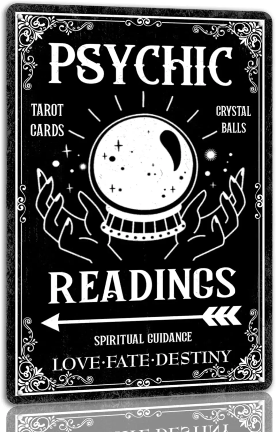 Psychic Readings Tin Sign Vintage Halloween Metal Signs Gothic Witchy Decor Signs For Home Kitchen Bar