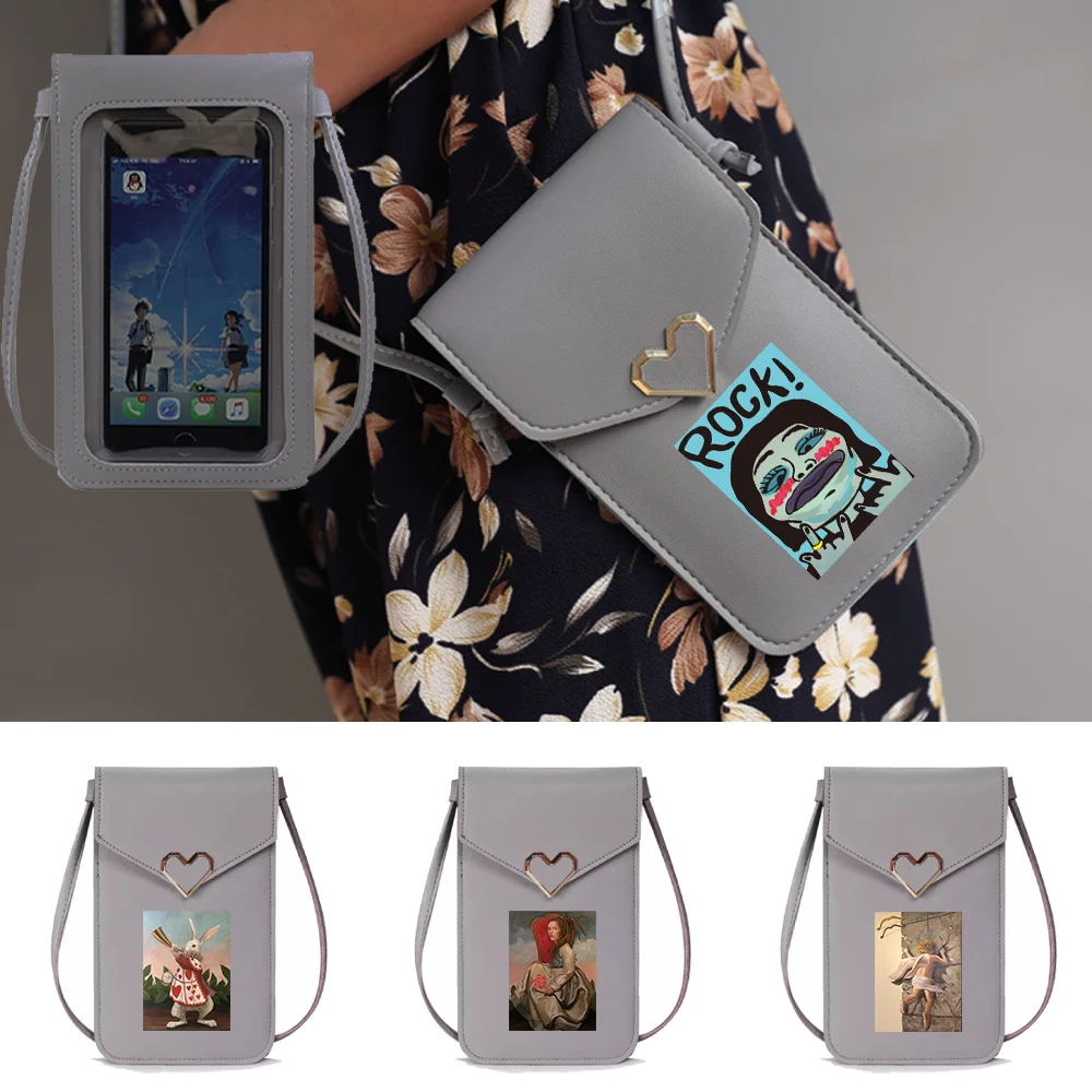 

Прозрачная сумка для телефона с сенсорным экраном, с забавным принтом, на плечевых ремнях, кошелек-портмоне, монетница, сумка для карт, сумка для покупок, сумка для хранения, сумка для телефона