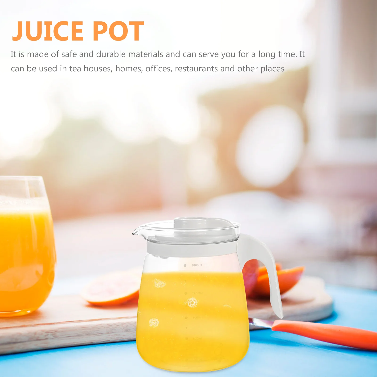 

1 шт., большой емкости с фильтрацией, чайник из полипропилена, практичный стеклянный чайник для домашнего офиса, ресторана