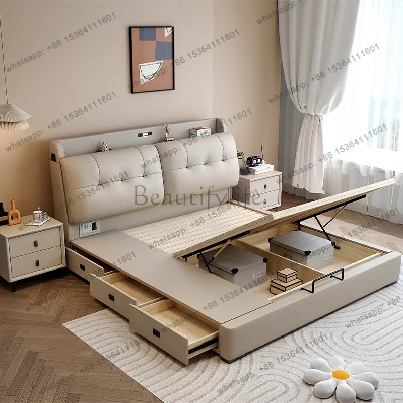YJ Couples Frame Double Bed Decoration Adults Luxury King Double Bed Queen Bunker Letto Matrimoniale Furniture