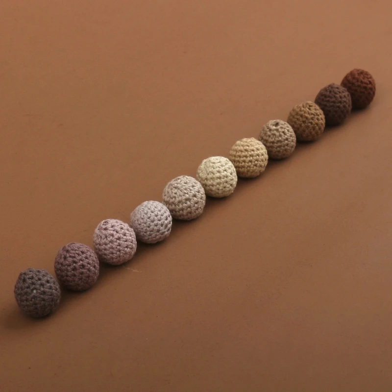 5 Pcs Woolen Crochet Beads Baby Nursing Teething Beads for DIY Baby Pacifier Clip Chain Accessories Nipple Holder Clips Decor